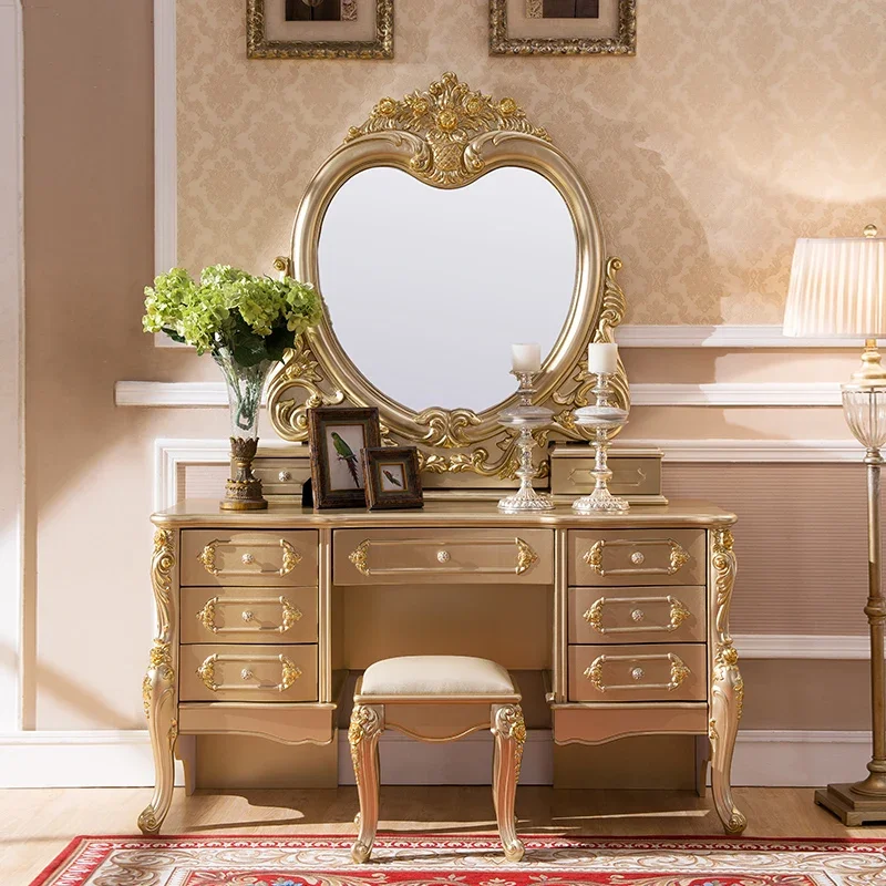 

Desings Gold Dressing Table Drawers Luxury European Dressing Table Sets Storage Mirror Coiffeuse De Chambre Bedroom Furniture