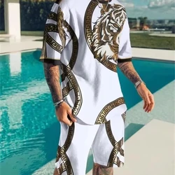 Chándales de moda con estampado 3d para hombre, Conjunto de camiseta de manga corta de gran tamaño, pantalones cortos, novedad de verano