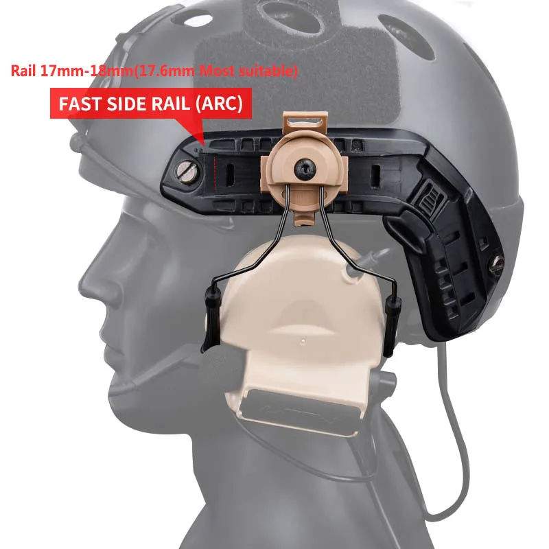 Wadsn Tactical Headset Bracket Fast Helmet Rail Mount Comtact Headphone Holder Shooting Helmet Suspension Accessories