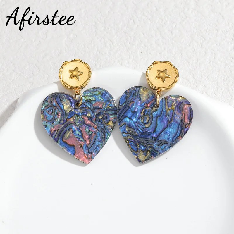 

Afirstee 3 Styles Colorful Heart Earrings Pentagram Studs For Women Fantastic Banquet Jewelry Girls Christmas Gifts