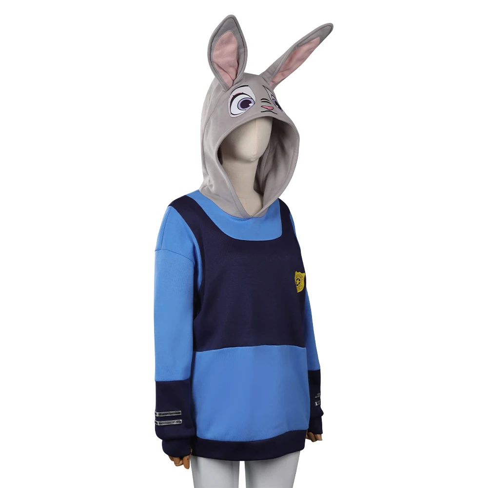 Judy Hopps Cosplay Zoo Rabbits Fantasy Costume Disguise for Adult Women Hoodie Animals Coat Sweatshirt Halloween Carnival Suit
