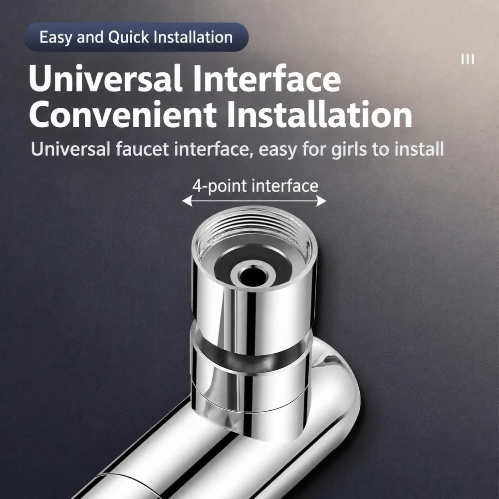 Stainless Steel Faucet Extension Head Rotatable Pressure Boost Waterfall Tap Aerator Third Gear Multi-Function