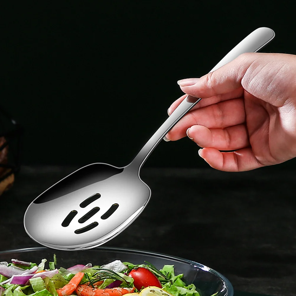 2 قطعة 304 ملاعق تقديم الفولاذ المقاوم للصدأ الغذاء تخدم ملاعق السلس غير عصا سهلة نظيفة غسالة صحون مقبض مريح آمن واسعة #6