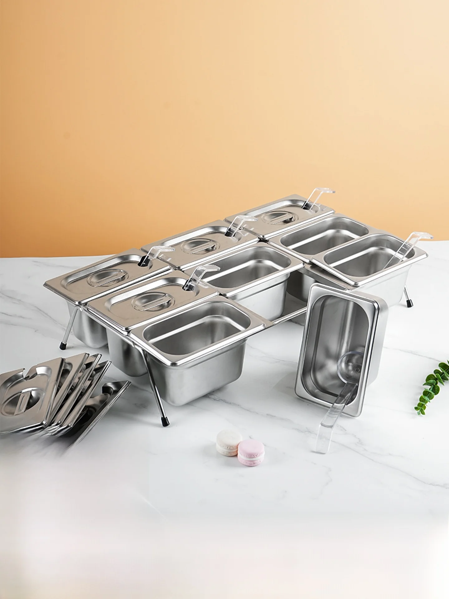 stainless-steel-multi-grid-seasoning-table-for-milk-tea-shop-small-ingredients-display-basin-rectangular-shape-restaurant-use