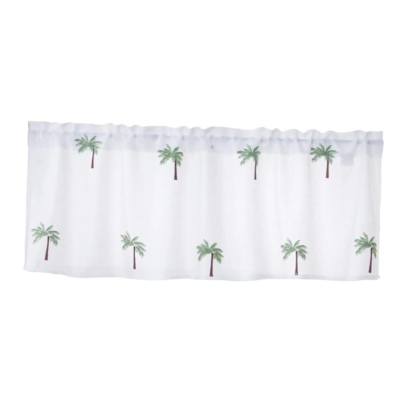 Rod Pocket Short Curtain Drapes Semi Short Voile Drapes Embroidered Half Curtain Short Curtain for Bathroom Bedroom Small Window