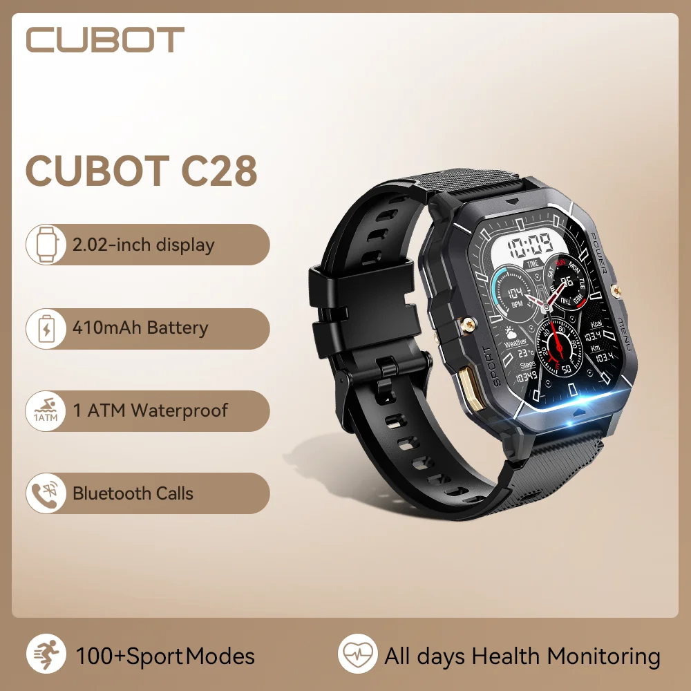 

CUBOT C28 Waterproof Smart Watch Men 2.02 Inch Fitness Tracker Sport Wrist Smartwatch For Android IOS Bluetooth Call