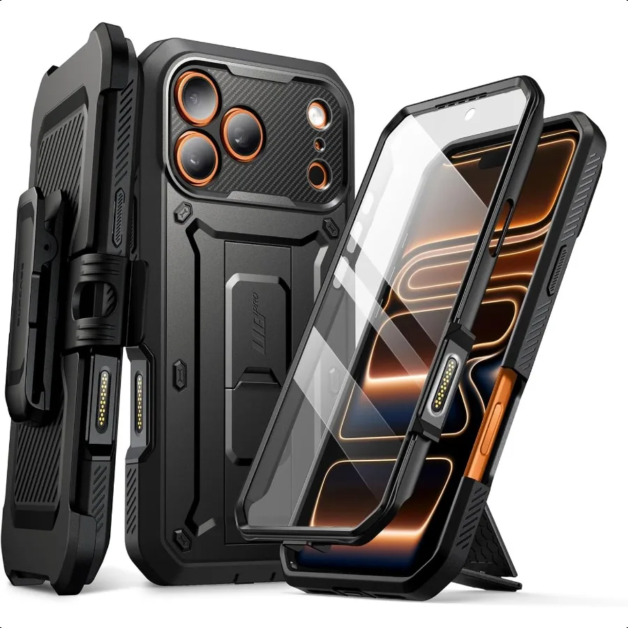 

Чехол для iPhone 17 Pro Max с кнопкой управления камерой Beetle Pro [встроенная защитная пленка для экрана с подставкой] [Военный уровень Prot