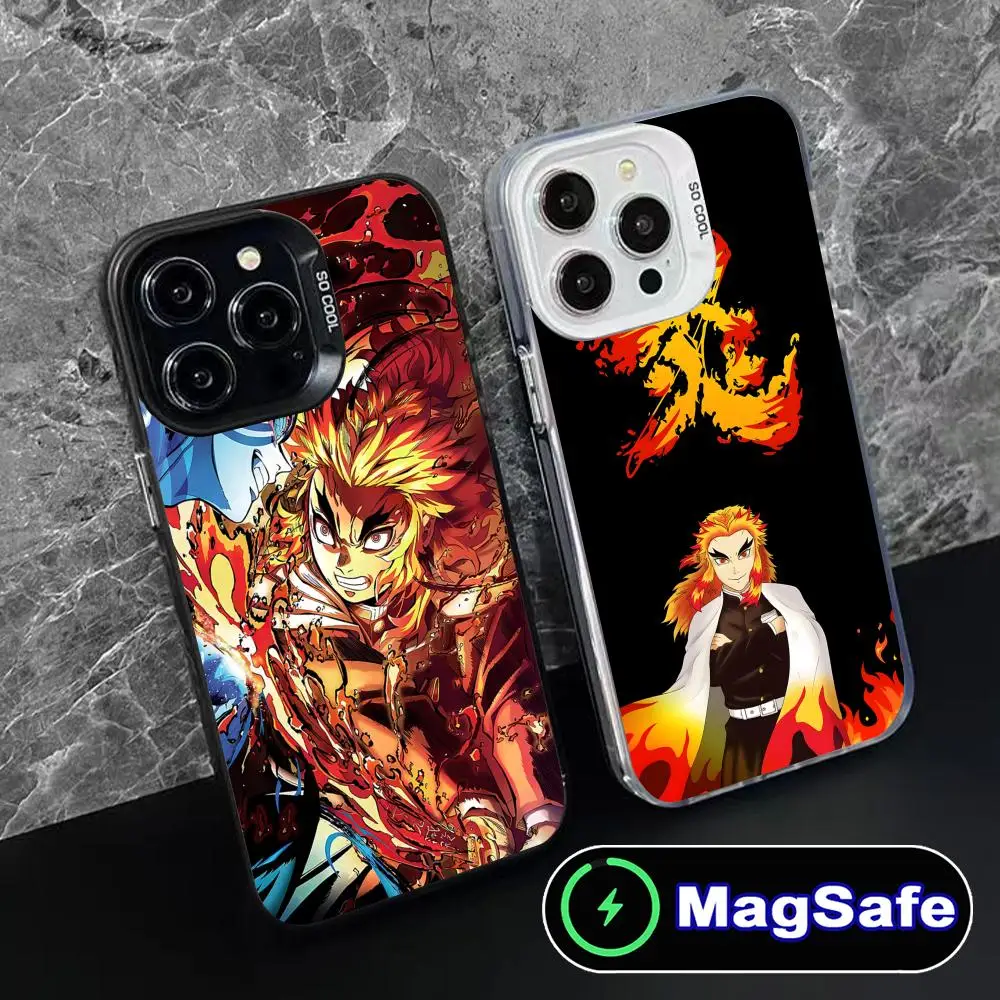 Demon Slayer Rengoku Phone Case for iPhone 16 15 14 13 12 11 Pro Max Plus MagSafe Translucent Colour Printing Luxury Pretty