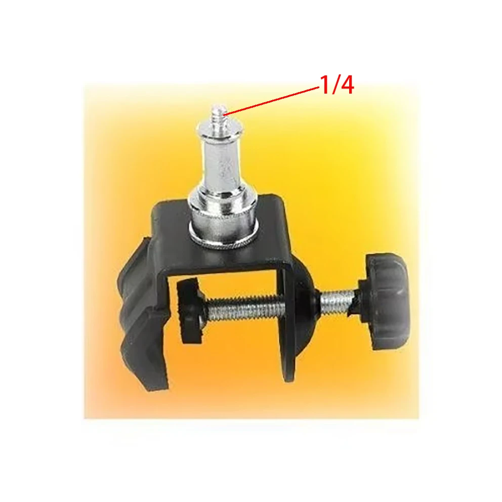 Stud Super C Clamp f Studio Light Support System, Monolight Mount or Light Stand, clamp to 1/4 thread, 1/4-20 screw thread clip