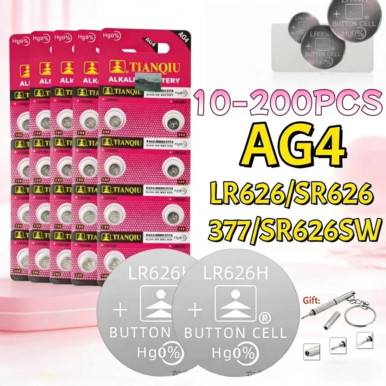 

10-200 шт. батареек AG4 377 LR626 SR626SW SR66 LR66 377A 1.55V для часов, игрушек, пультов ДУ, камер