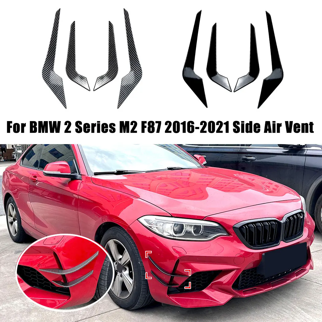 4Pcs For BMW 2 Series M2 F87 2016-2021 Front Bumper Side Air Vent Car Decoration Stickers Auto Fog Light Intake Frame Cover Kit