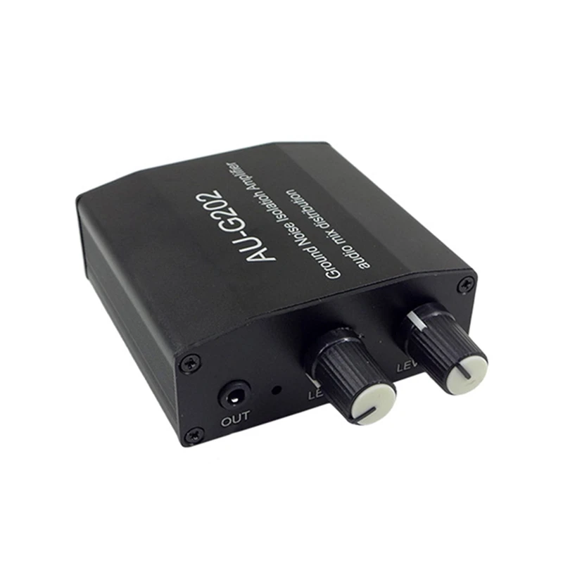 AUG202 DC5-18V Ground Noise Isolation Amplifier Dual Channel 2 In 2 Out Audio Mixer Black US Plug