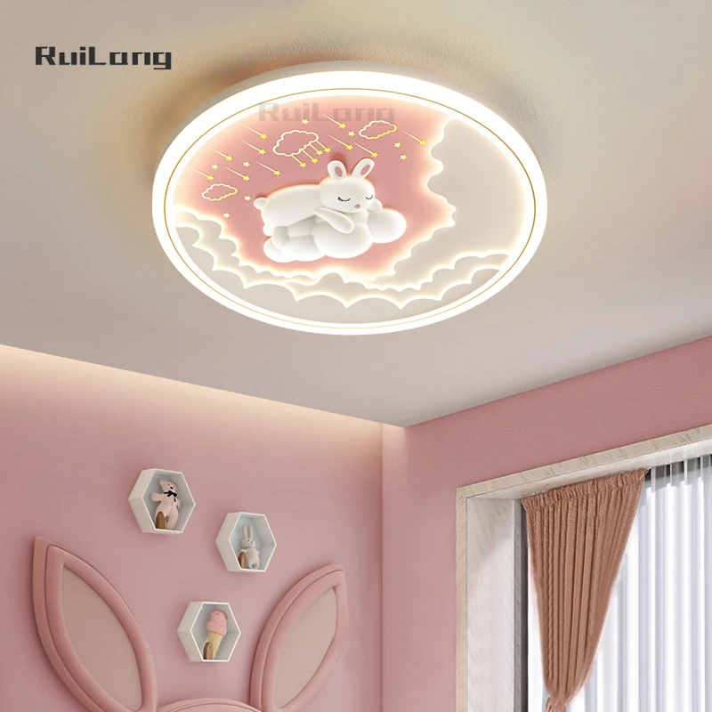 

Cartoon Cloud Rabbit Ceiling Lamp Children Bedroom Led Ceiling Lights Kids Baby Girl Room Decor Pink Cute Princess Chandeliers