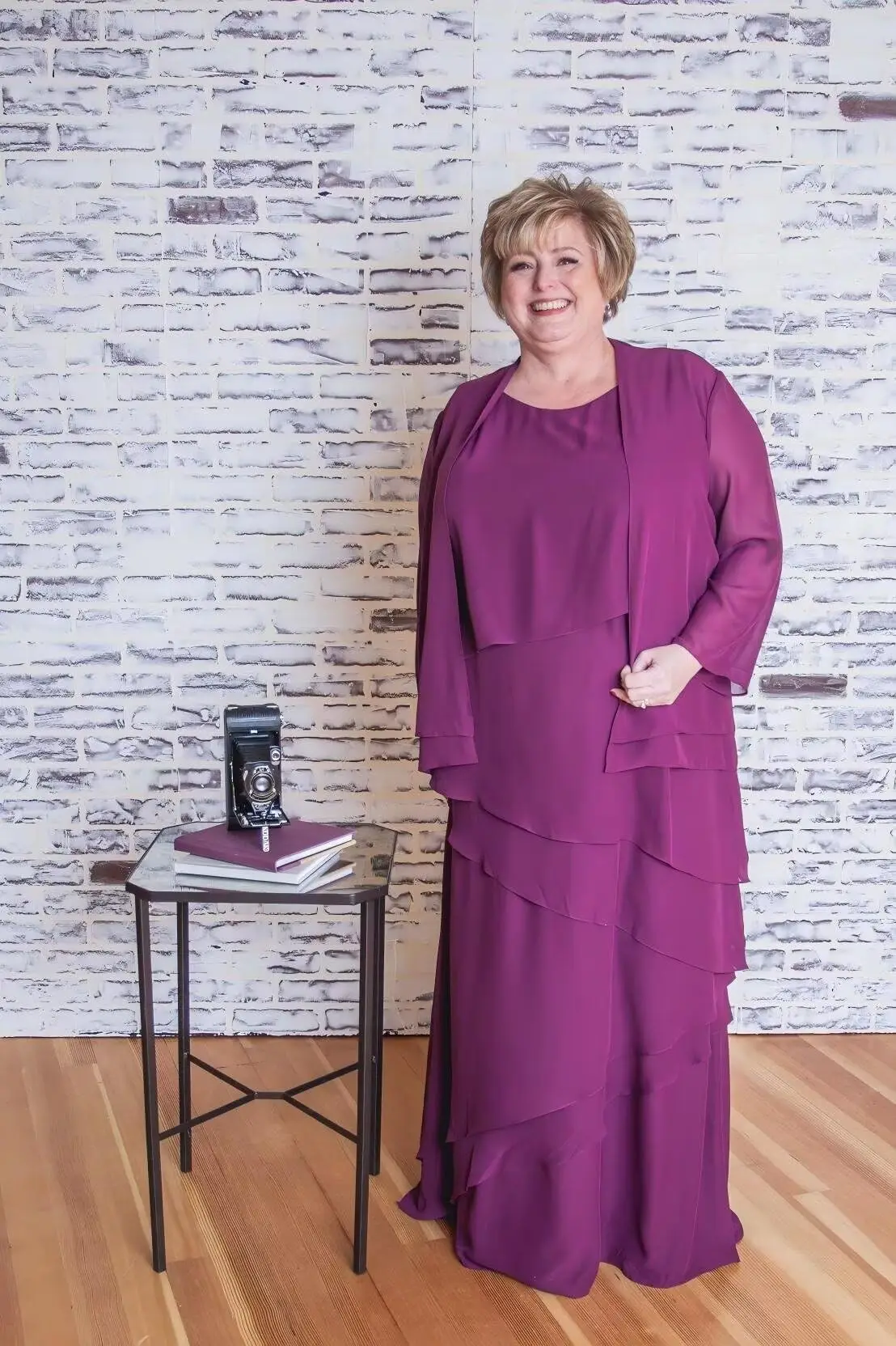 Women's Mother of The Bride Dresses with Jacket Chiffon Ruffles Evening Gowns Long Wedding Party Formal Dress