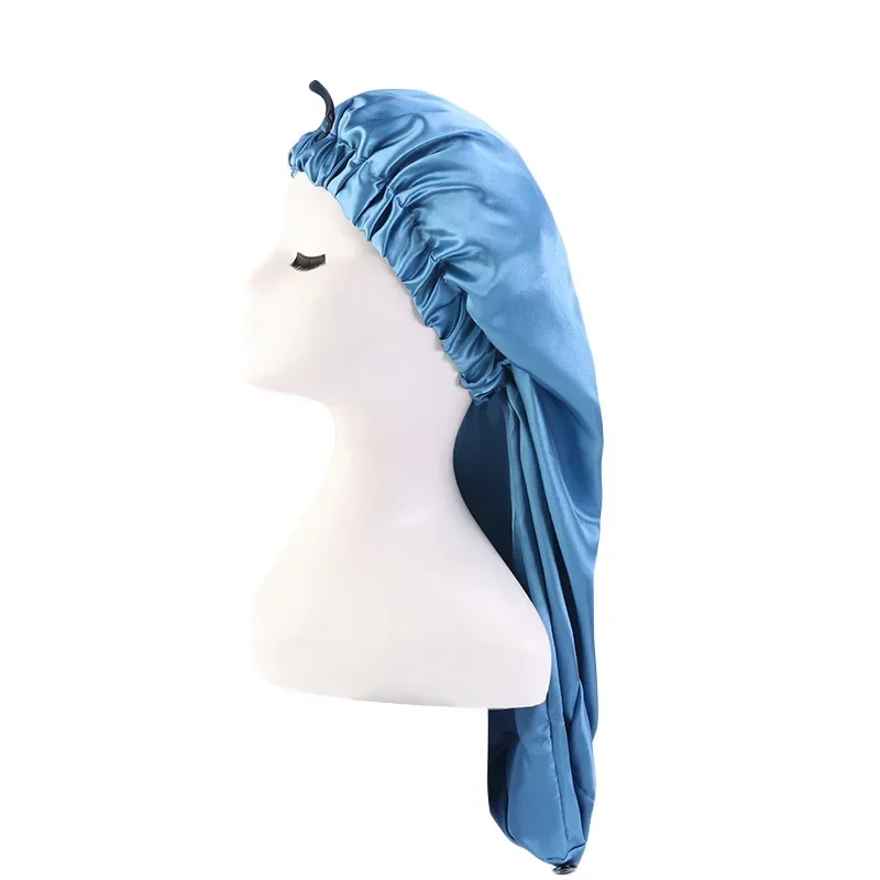 Extra große Satin seidige Motorhaube Schlafmütze lange Satin Motorhaube Kappe Nachtschlaf Hut für Frauen Männer Unisex Kappe Motorhaube Satin Wachs 1St