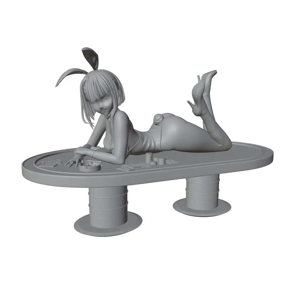 1/24/6 Desk ornament,Casual Gaming-Style Bunny Girl – Sexy Anime Girl Resin Model Kit,GK Mini 3D-Printed Gray Statue, Unpainted