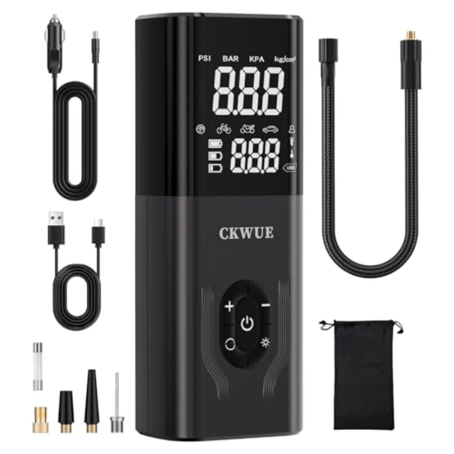 

Портативный насос для накачивания шин с беспроводным воздушным компрессором 180PSI для автомобиля, мотоцикла, велосипеда и мяча, 6X более быстрее накачивание с использованием двойного M