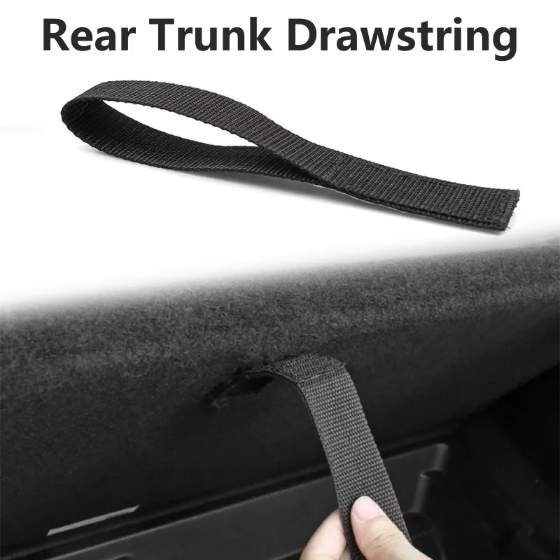 Rear Trunk Rope DrawString For Tesla Model Y 2021-2024 Open Tail Box Cover Handle Pull Strap Car Organizer Accessories Gadgets