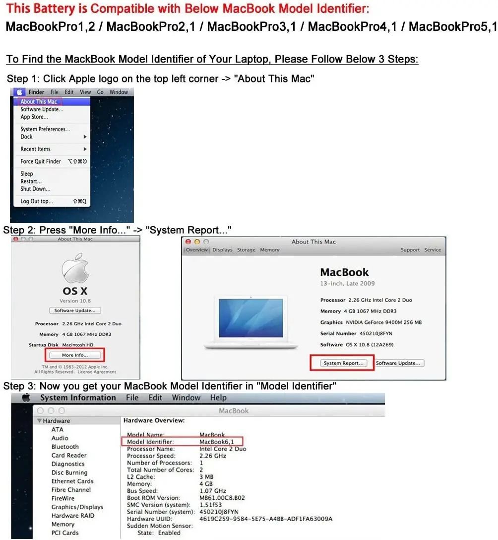 เปลี่ยนแบตเตอรี่ MacBook Pro 17นิ้ว A1189 A1151 A1212 A1229 A1261 10.8V 9โทรศัพท์มือถือ60Wh