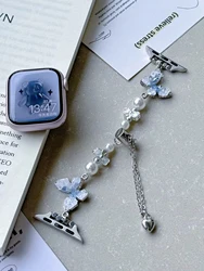 Suitable For Apple Watch Summer Glacier Butterfly Pearl Metal Bracelet iWatch 9th Generation Applewatch 765S