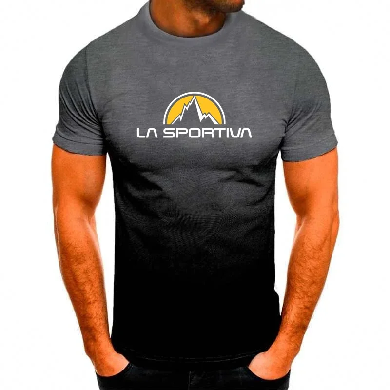 La Sportiva Letter Print Summer Men\'s Breathable and Comfortable O-Neck T-Shirt Men Casual Sports Running Short Sleeve T-Shirts