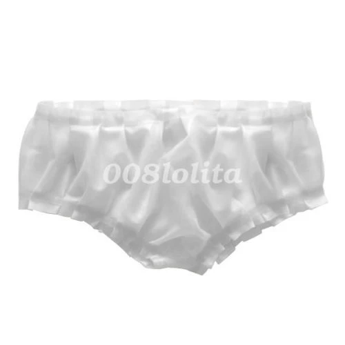 

New Latex Rubber Party Sexy Underwear Triangle Elastic Shorts White XXS-XXL