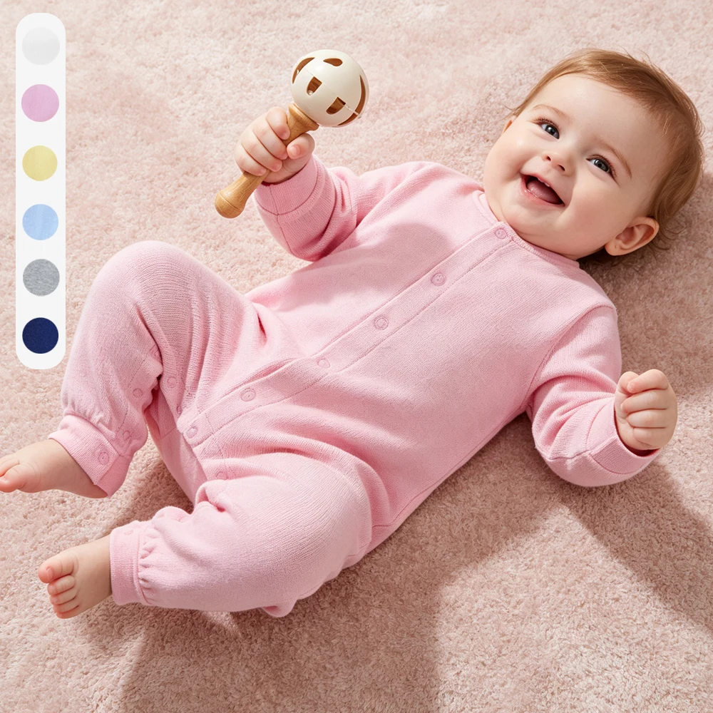 Infant Knitting Jumpsuit 100% Cotton Long Sleeve Romper 0 to 1 2 Years One Piece Outfit for Boys & Girls Newborn Baby 4 Seasons