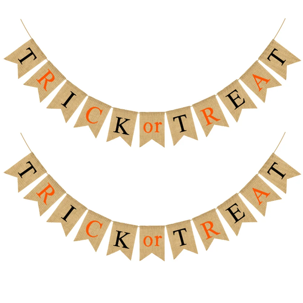 

Linen Halloween Banner Party Supplies Trick Or Treat Dovetail Garland Wall Decoration Classy Bunting Reusable Spook Night