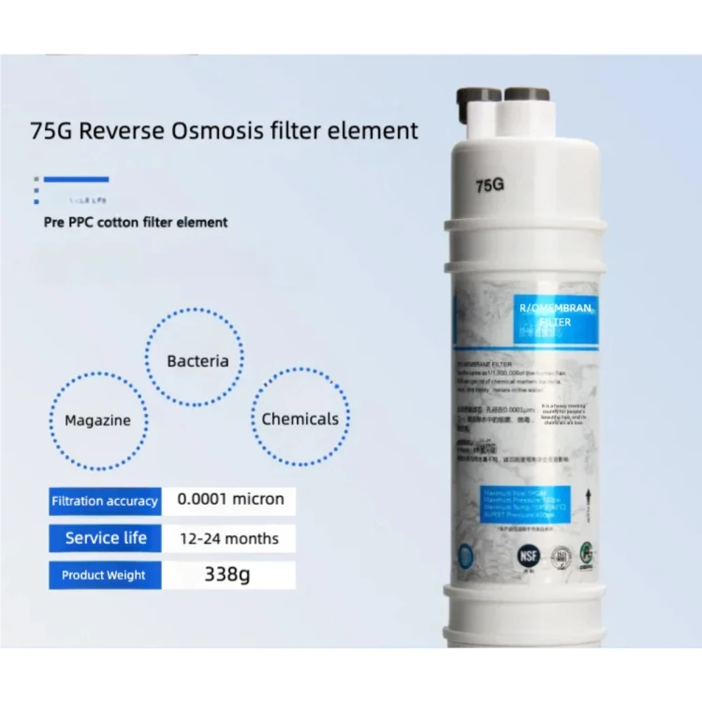 Waternoble 10 Inch Quick Connect Water Filter Inline Coconut Shell Carbon Cartridge for Reverse Osmosis & Ultrafiltration System