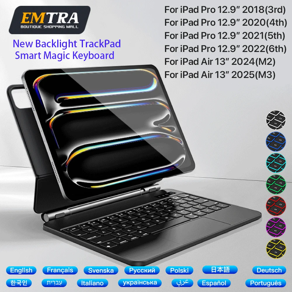 

Magic Keyboard Magnetic for IPad 11th 2025 Air 13 Bluetooth Keyboard Wireless for IPad Pro 6 5 4th 3rd 12.9 Backlight Case Stand
