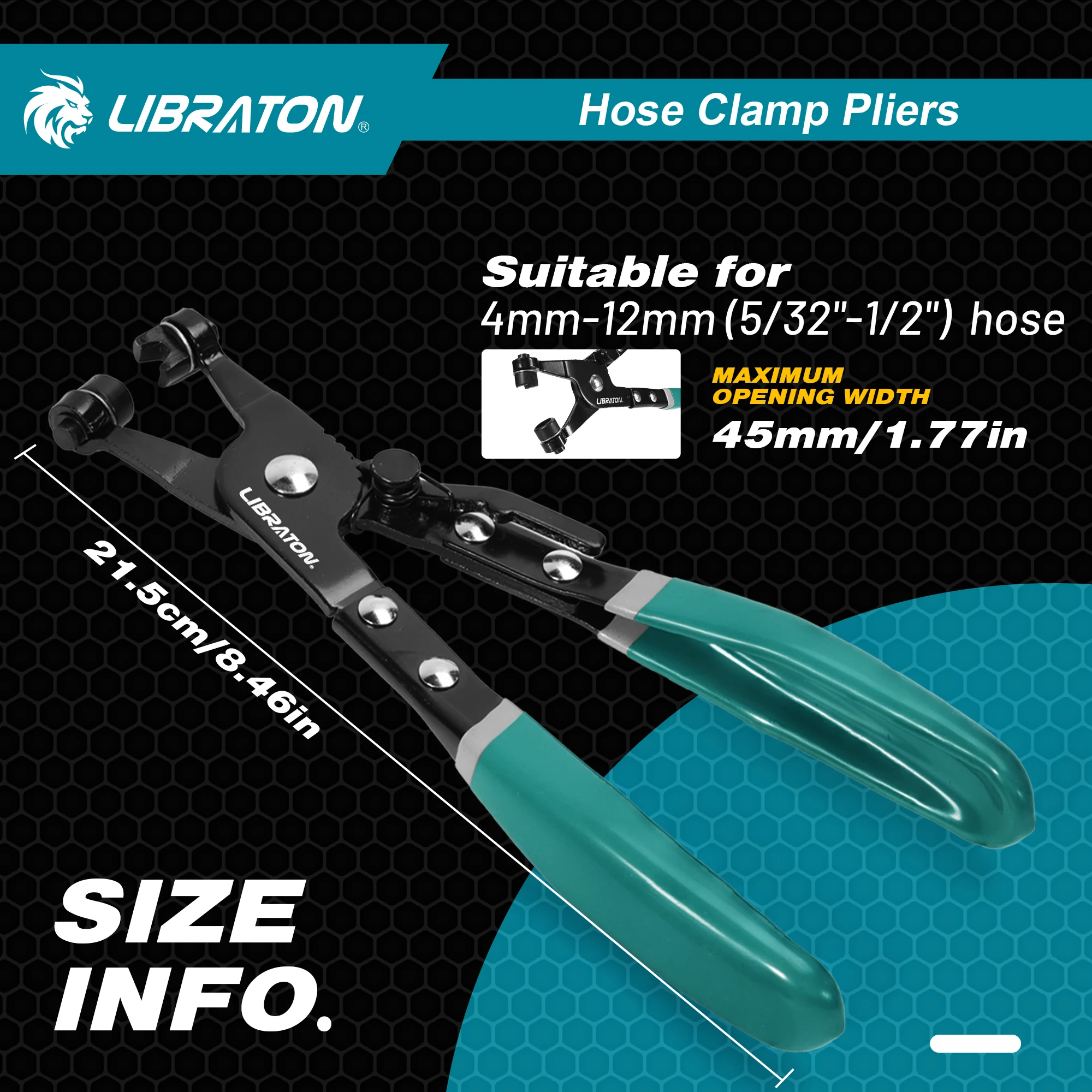 LIBRATON Hose Clamp Plier 1PC, Professional Hose Clamp Tool with Swivel Flat Band, Oil & Water Pipe Repair Tools