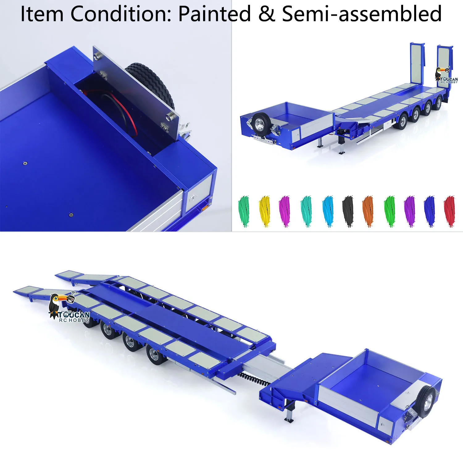 

TOUCAN RC 1/14 Metal Heavy 4Axle Steering Trailer 997 Parts For Tamiyay RC Tractor Truck Remote Control Model Th20375-SMT7