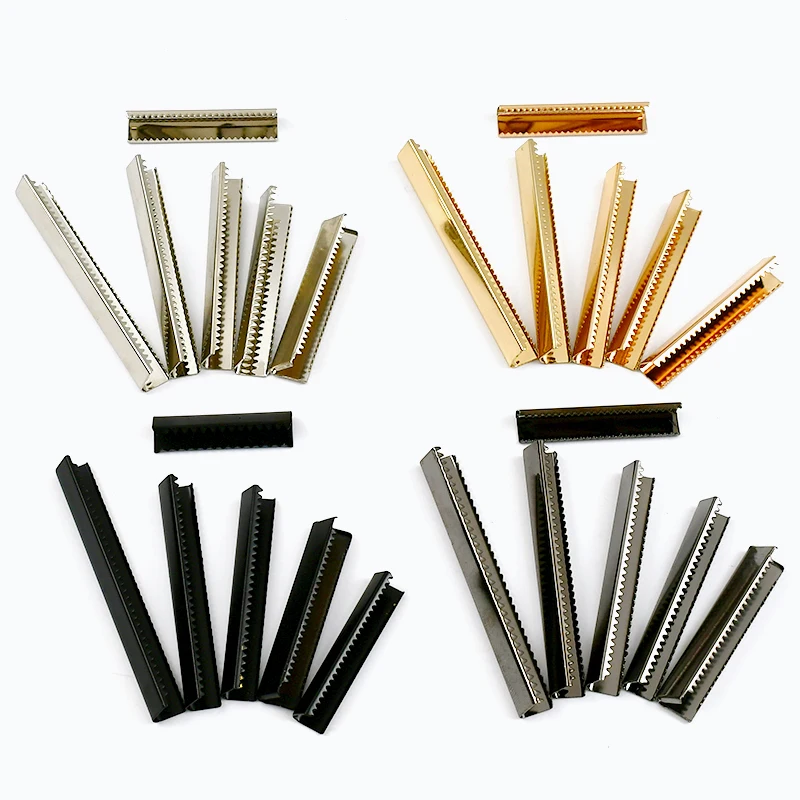 20/50Pcs Meetee 10-60mm Metal Tail Clip Buckle for Backpack Strap Leather Belt End Lock Clasp Clothing Stopper Hardware Supplies