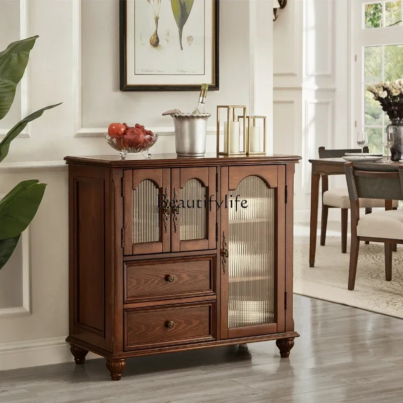 D25 الخشب الصلب الطعام الجانب المطبخ خزانة الشاي الأوروبية بسيطة جدار خزانة مشروبات SSS