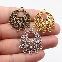 WYSIWYG 4pcs 35x28mm Trendy Charms 3 Colors Round Earring Connector For Jewelry Making DIY Jewelry Findings