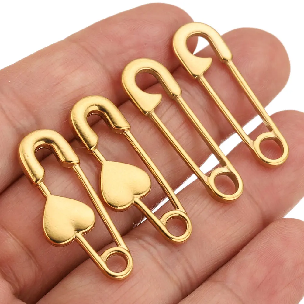 

5pcs/lot Stainless Steel Heart Pin Shape Charms Connectors for Jewelry Making Materiales Findings DIY Earring Bracelet Wholesale