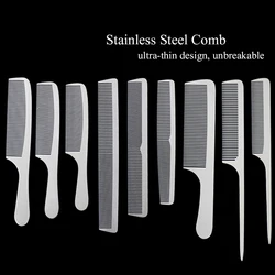 Barber Salon Hair Cutting Comb Ultra-Thin Stainless Steel Silver Metal Comb Barbershop Hairdressing Hair Cutting Tools Combs