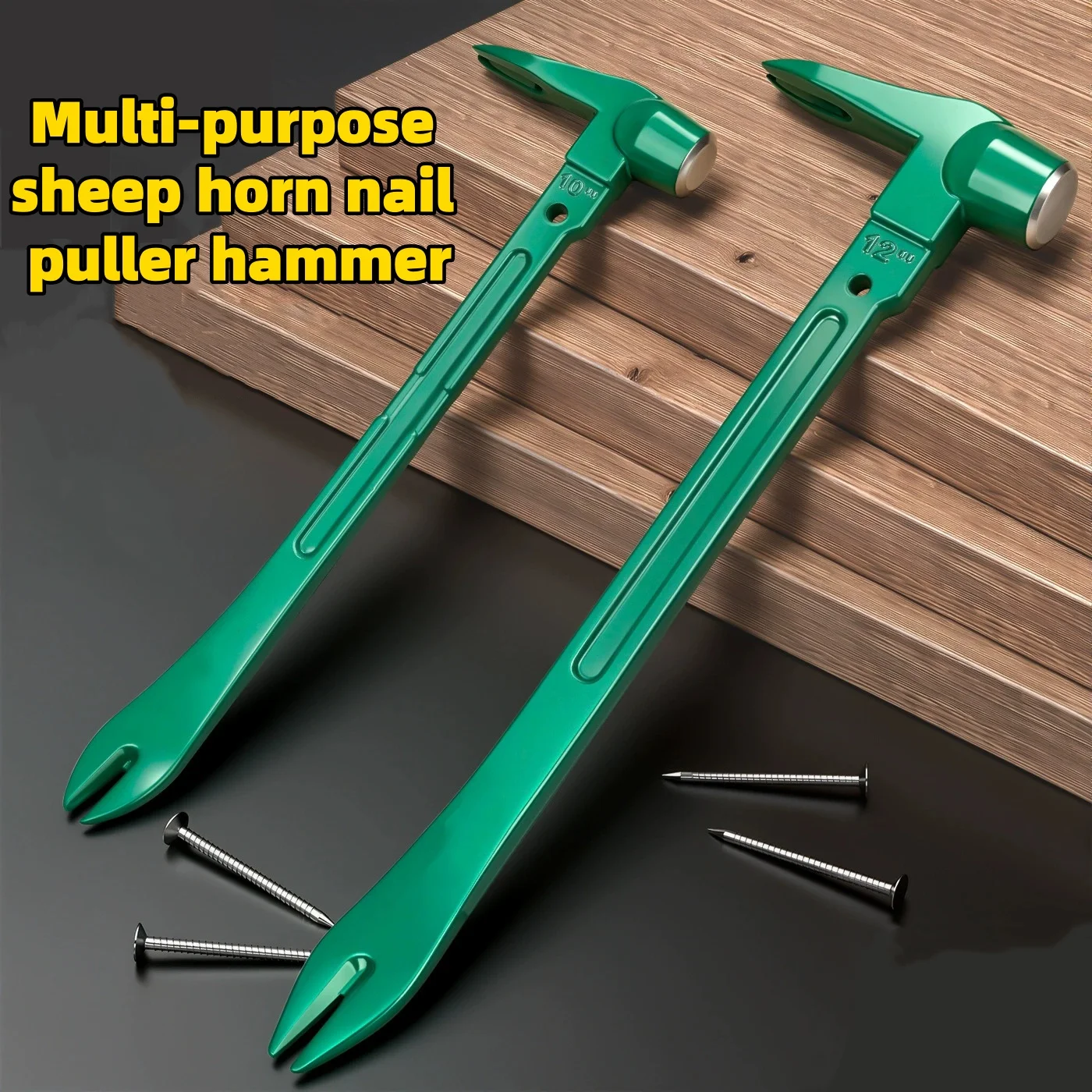 Heavy Duty Pry Bar & Claw Hammer Set All-In-One Nail Puller Crowbar for Woodworking Construction Demolition Nail Remover