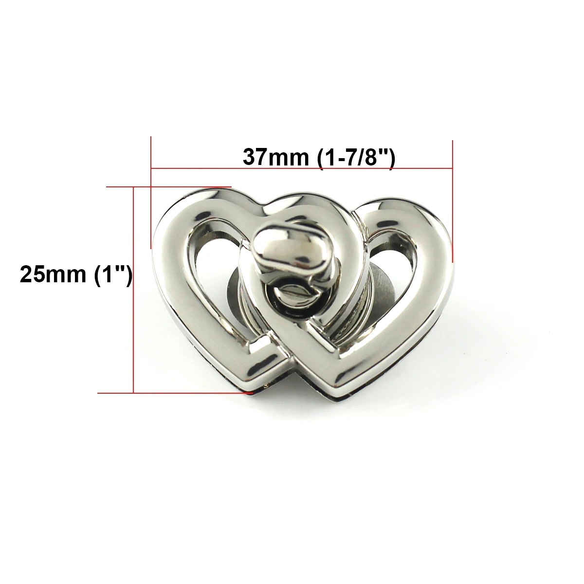 1x Metal Heart Shape Turn Lock Clasps Closure buckle Leather Craft Women Bag Purse Handbag Shoulder Closure DIY Accessories