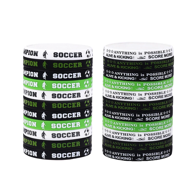 

【Nice】32Pcs Soccer Silicone Bracelets Party Supplies Soccer Motivational Rubber Wristbands For Sport Themed Football Birthday