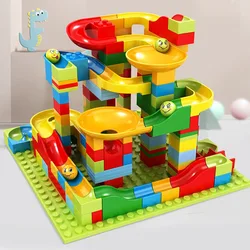 106 pcs Marble race Run block maze ball track large pellet building blocks plastic funnel slide assembly DIY brick gift for kids