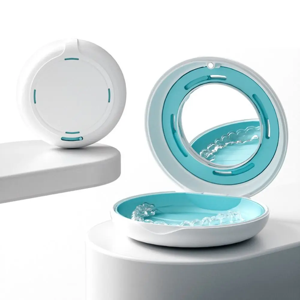 

Magnetic Closure Retainer Case With Mirror Portable Sealed Ventilated Denture Storage Box Cleaning Tooth 5 Colors