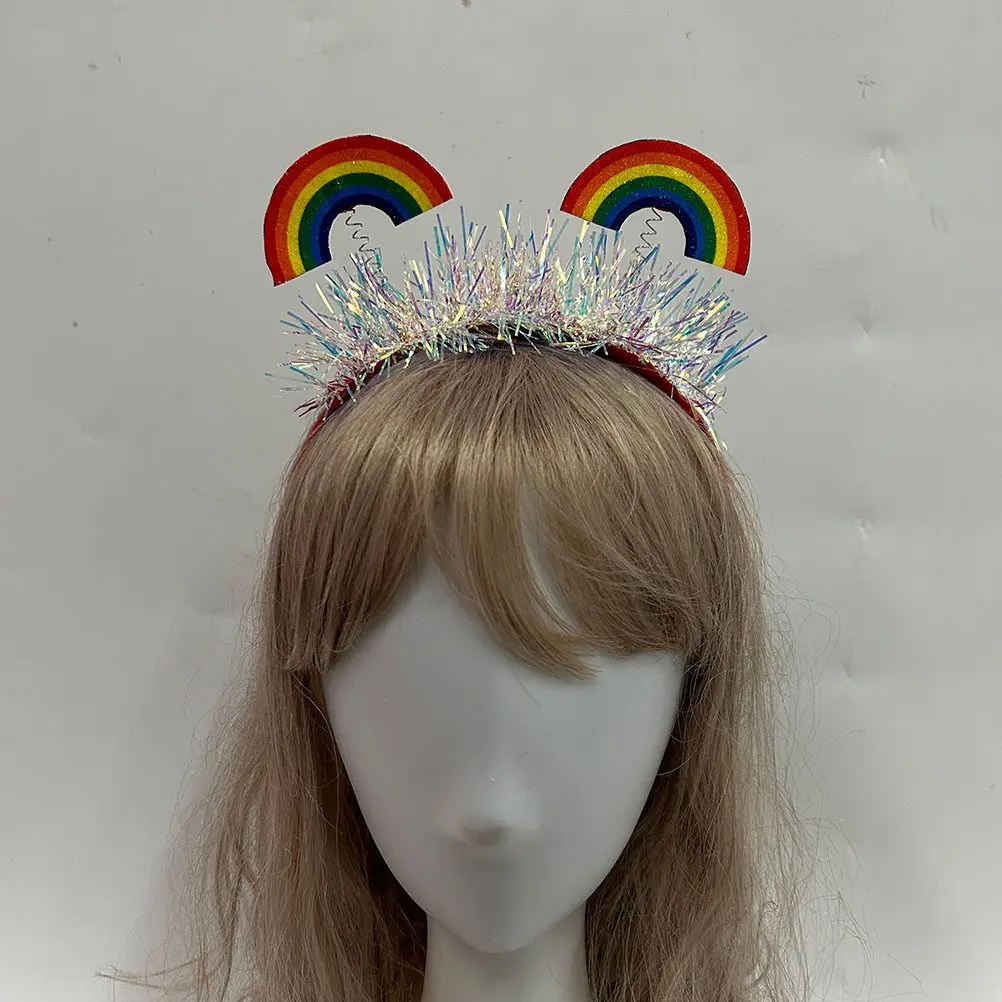 

2Pcs Rainbow Headband Colorful Pride Month Hair Accessory for Adults Party Decor Photo Prop Comfortable Felt Festive