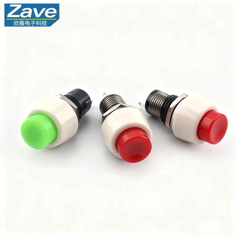 DS-450 / DS-451 Push Button Switch - Round Head, Self-Resetting / Latching, Miniature Momentary Key Switch, Mounting Hole 10MM