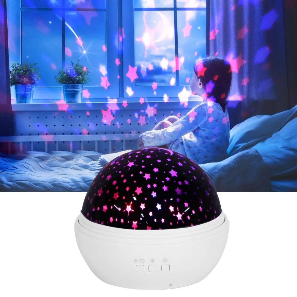 8 Color Modes Projection Night Light Starry Sky Projector Rotating Feature Projector Lamp Ceiling Projection Wall Projection