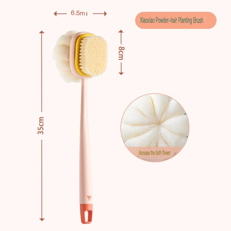 Two sides Shower Long Handle Body Brush Silicone Bathroom Wash Brush Bathing Massage Back Body Exfoliating Brush Bath Supplies