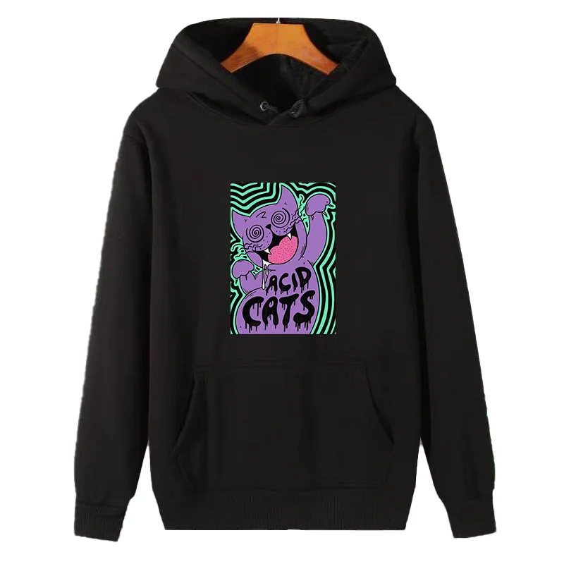 Acid Cats Pop Art Drug Psychedelic Trippy Lucid Dream Graphic Hooded Shirt Thick Sweater Hoodie Hooded Shirt Fleece Hoodie