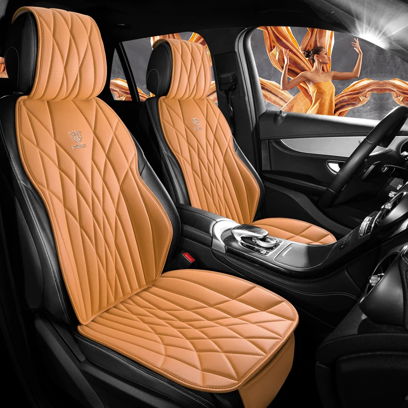 

2-местные перфорированные чехлы на автомобильные сиденья премиум-класса из искусственной кожи с 3D-шивкой, мягкие, удобные, дышащие, с карманами для хранения