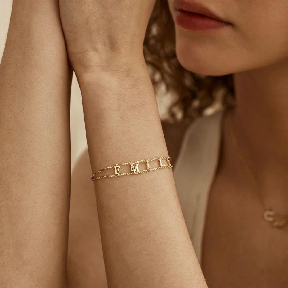 Custom Initial Name Bracelet Gold Plated Stainless Steel Customized Items Bracelets For Women Personalized Gifts