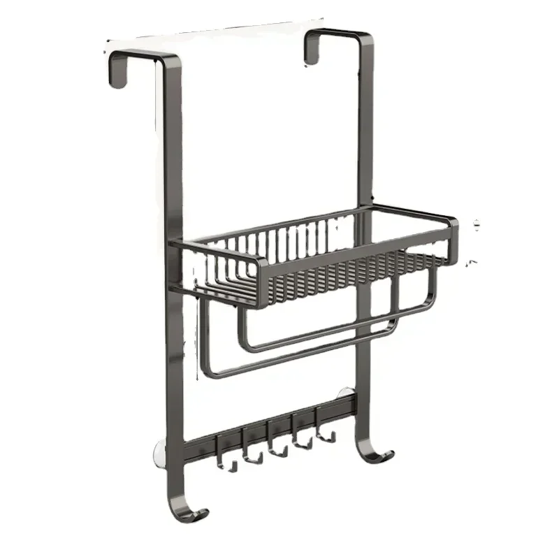 Double Rod Bathroom Shelf: No Drill Towel Rack, Strong Load-Bearing, Shower Room Organizer, Space Efficient Storage